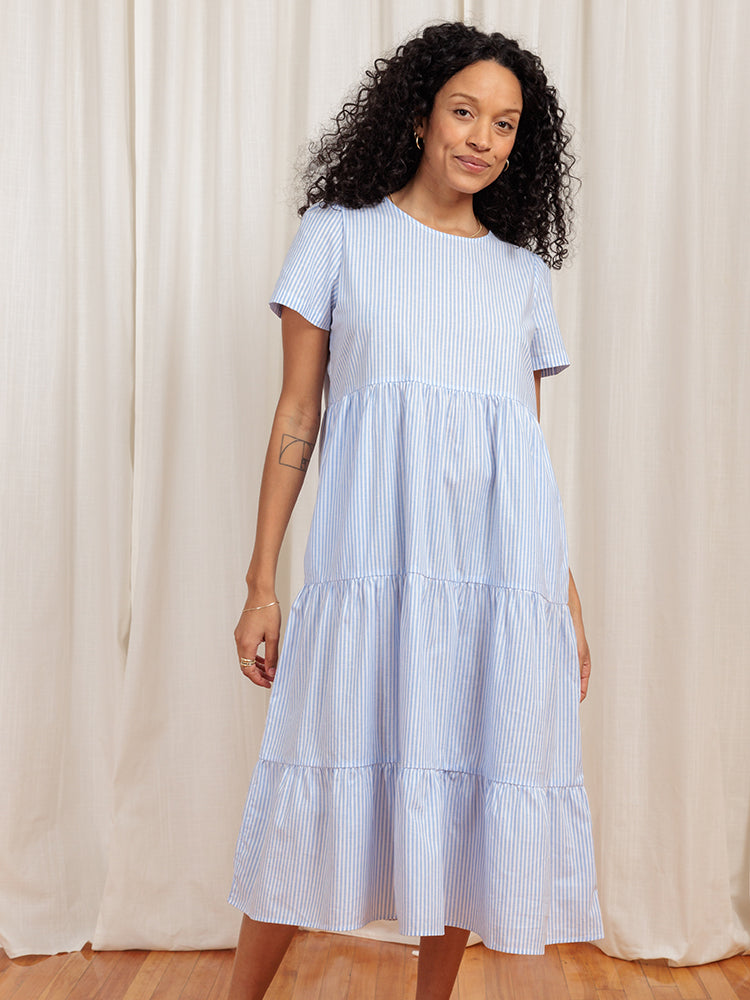 Chalet Tiered Dress Cotton Linen (Clearance)