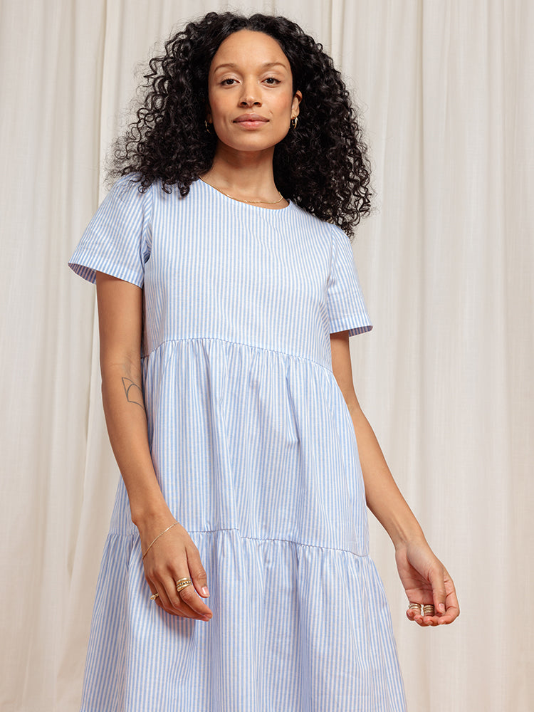 Chalet Tiered Dress Cotton Linen (Clearance)